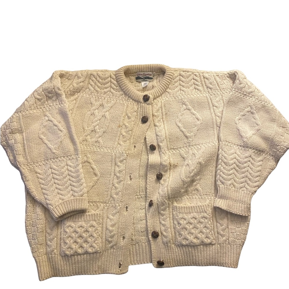 vintage celtic country 100% wool cardigan